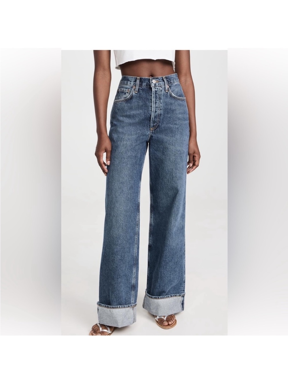 Agolde Wide-Leg High-Rise Jeans in Medium Blue